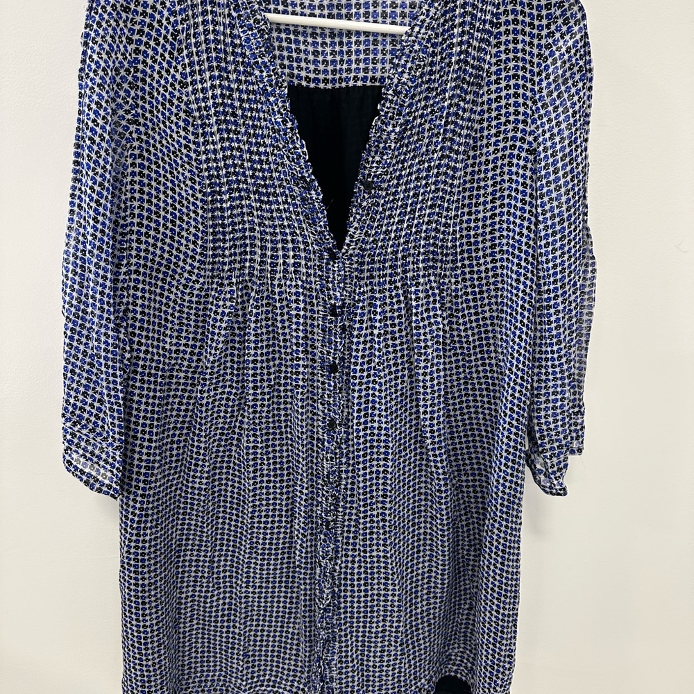 Diane Von Furstenberg Blue and Black Patterned Dress
